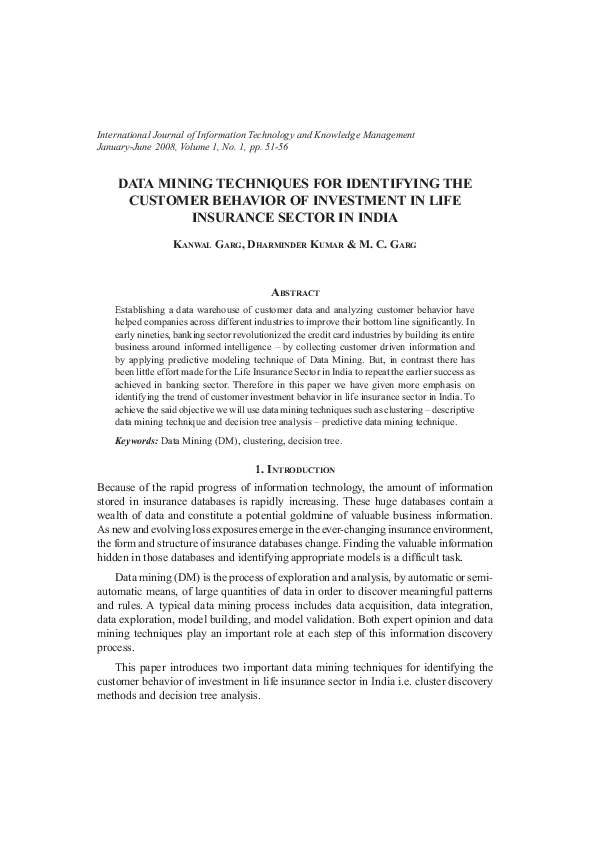 (PDF) DATA MINING TECHNIQUES for identifying the customer behavior of ...