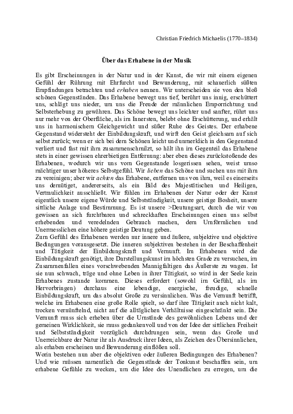 (DOC) Christian Friedrich Michaelis, “Ueber das Erhabene in der Musik