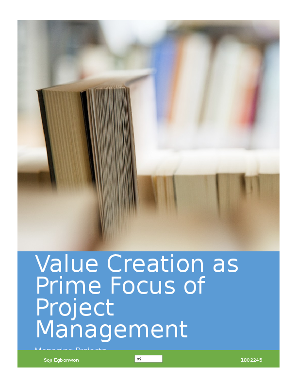 (DOC) Value Creation as Prime Focus of Project Management