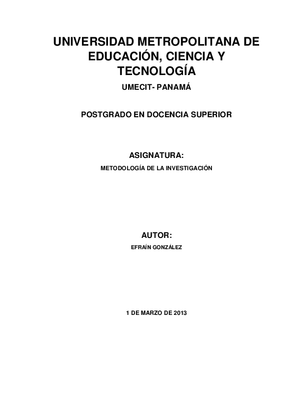 (DOC) UNIVERSIDAD METROPOLITANA DE EDUCACIÓN, CIENCIA Y TECNOLOGÍA