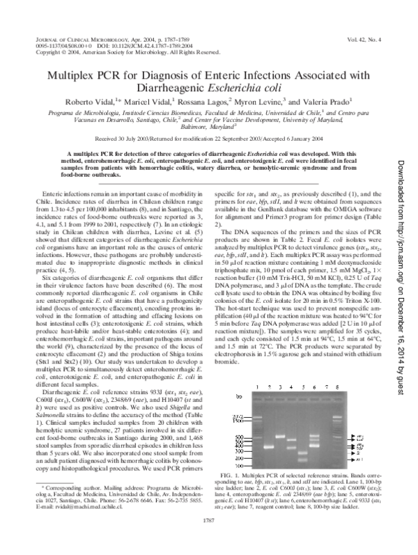 (PDF) Multiplex PCR for Diagnosis of Enteric Infections Associated with ...