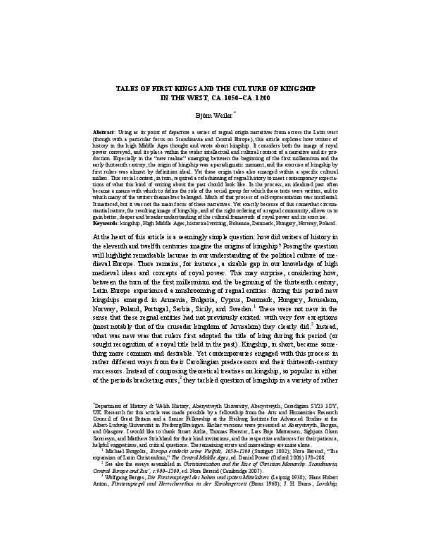 Tales of first kings