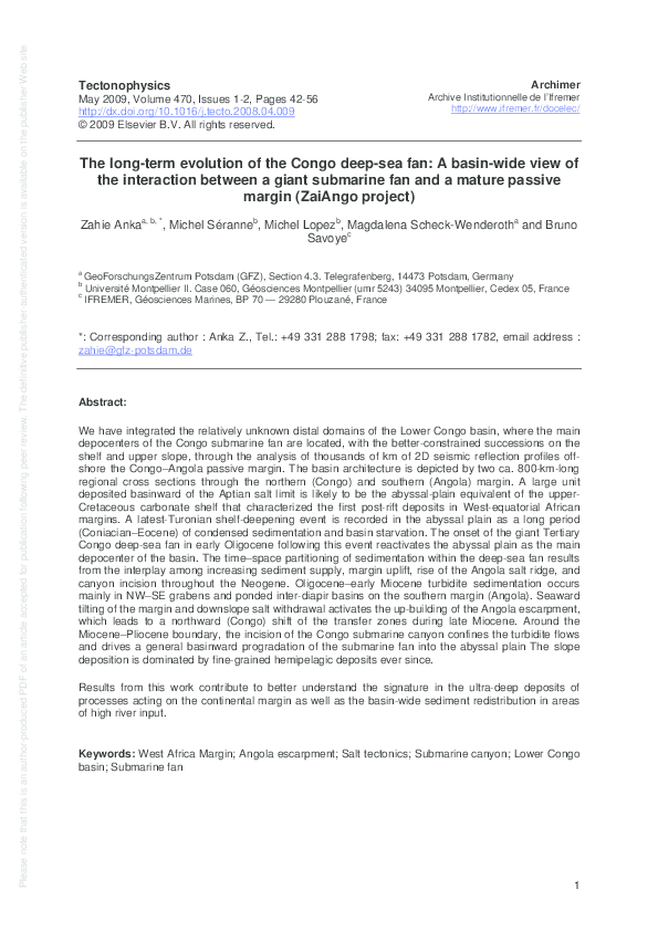 (PDF) The long-term evolution of the Congo deep-sea fan: A basin-wide ...