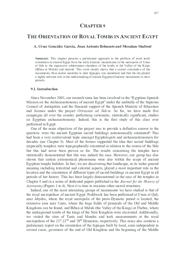 (PDF) The orientation of royal tombs in ancient Egypt