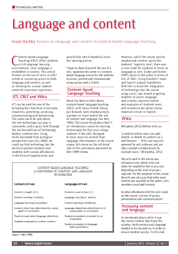 (PDF) Language and Content