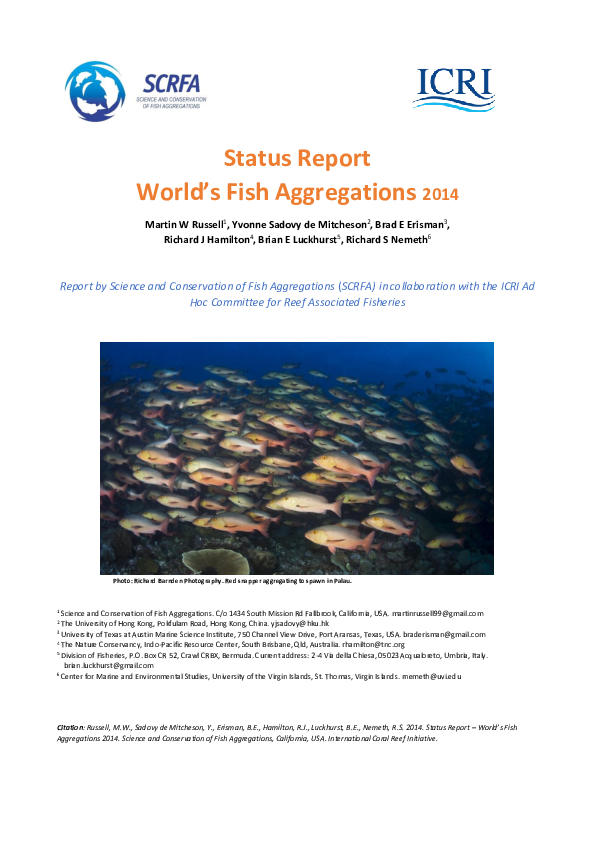 (PDF) Status Report World’s Fish Aggregations 2014
