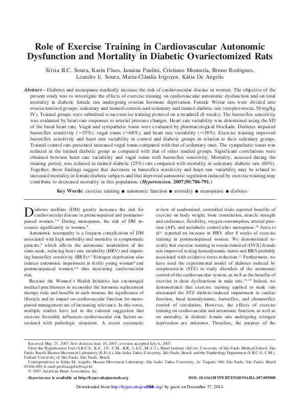 (PDF) Role of Exercise Training in Cardiovascular Autonomic Dysfunction ...