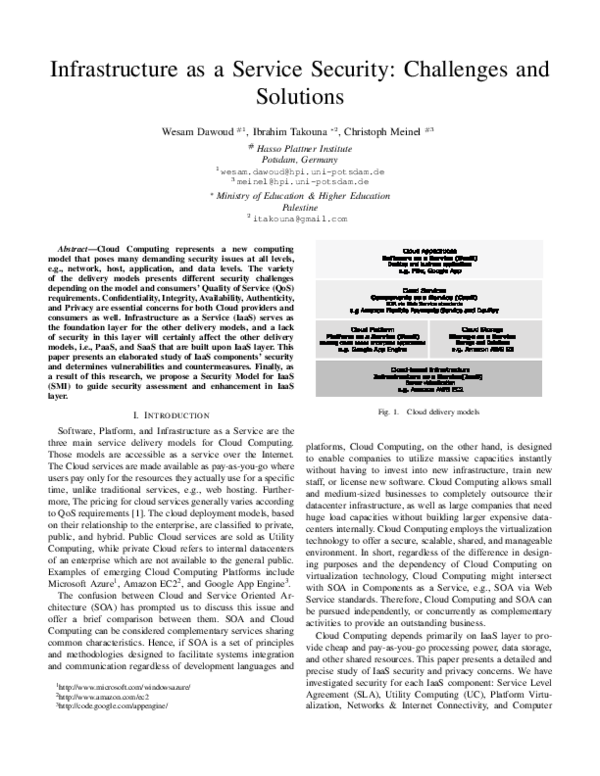 (PDF) Infrastructure as a service security: Challenges and solutions