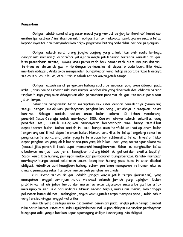 Contoh Saham Dan Obligasi