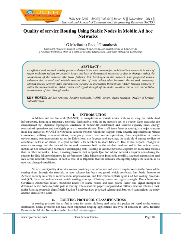 (PDF) Quality of service Routing Using Stable Nodes in Mobile Ad hoc ...