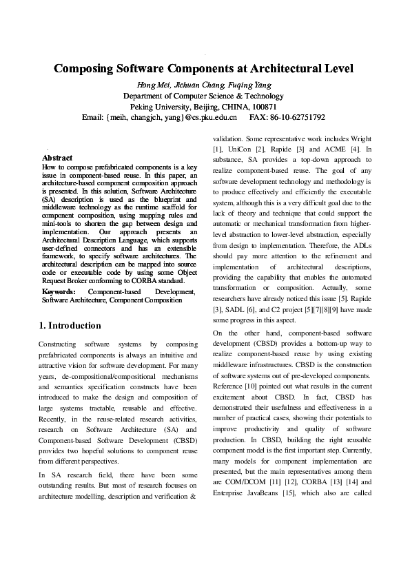 (PDF) Composing Software Components at Architectural Level