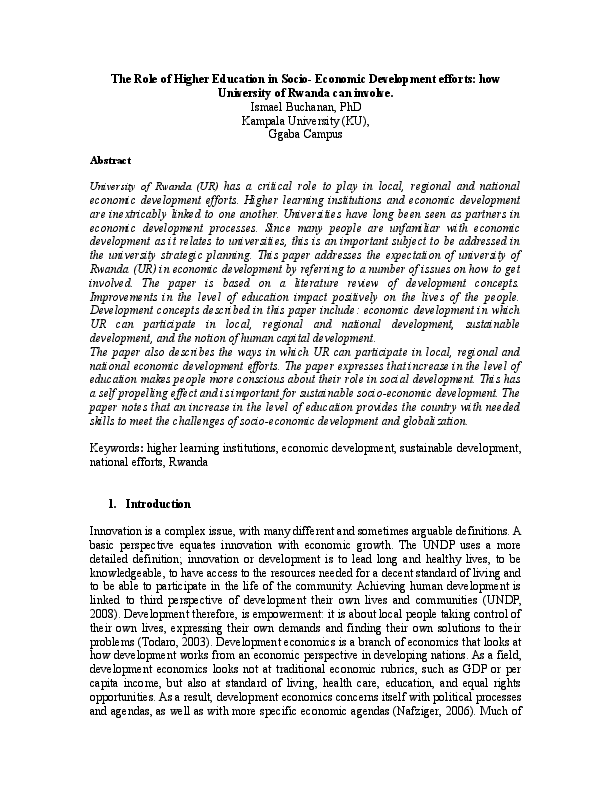 ROLE OF HIGHER EDUCATION IN SOCIO ECONOMIC DEVELOPMENT PDF visual data 2