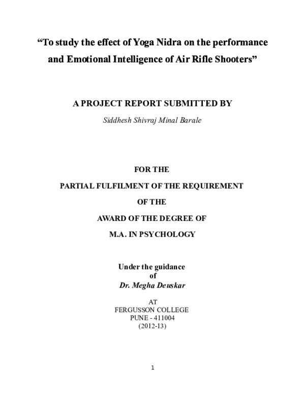 (DOC) To study the Effect of Yoga Nidra on the performance and ...