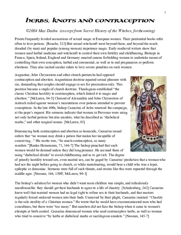 Herbs, Knots, and Contraception