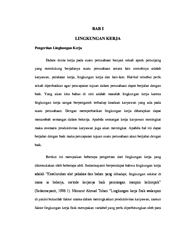 Doc Bab I Lingkungan Kerja Icut Nda Academia Edu