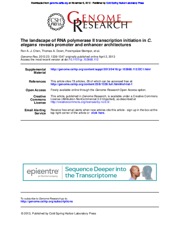 (PDF) The landscape of RNA polymerase II transcription initiation in C ...