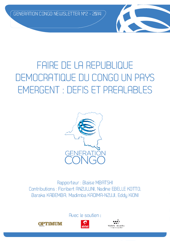 (PDF) FAIRE DE LA REPUBLIQUE DEMOCRATIQUE DU CONGO UN PAYS EMERGENT ...
