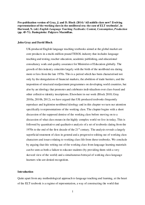 (PDF) 'All middle class now? Evolving representations of the working