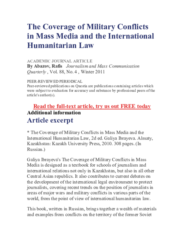 (DOC) The Coverage of Military Conflicts in Mass Media and the ...
