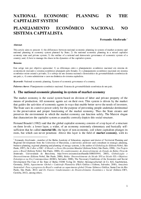 (DOC) NATIONAL ECONOMIC PLANNING IN THE CAPITALIST SYSTEM Fernando A