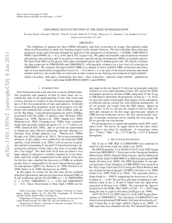 (PDF) Exploring dust extinction at the edge of reionization