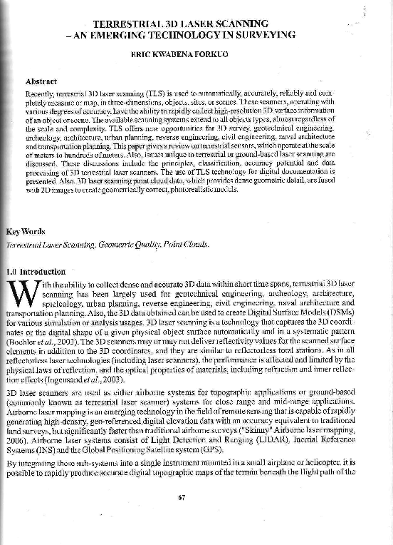 (PDF) Terrestrial 3D Laser Scanning-An Emerging Technology in Surveying
