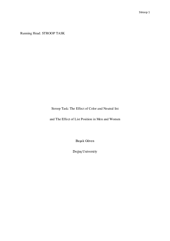 (DOC) Stroop Task: The Effect of Color and Neutral list and The Effect ...