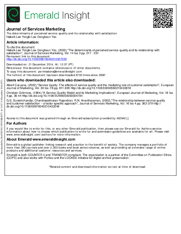 (PDF) Journal of Services Marketing