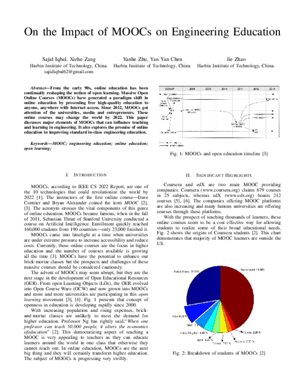 (PDF) On the Impact of MOOCs on Engineering Education
