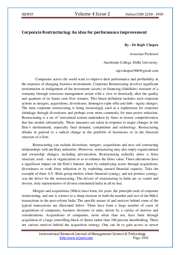 Corporate restructuring examples picture