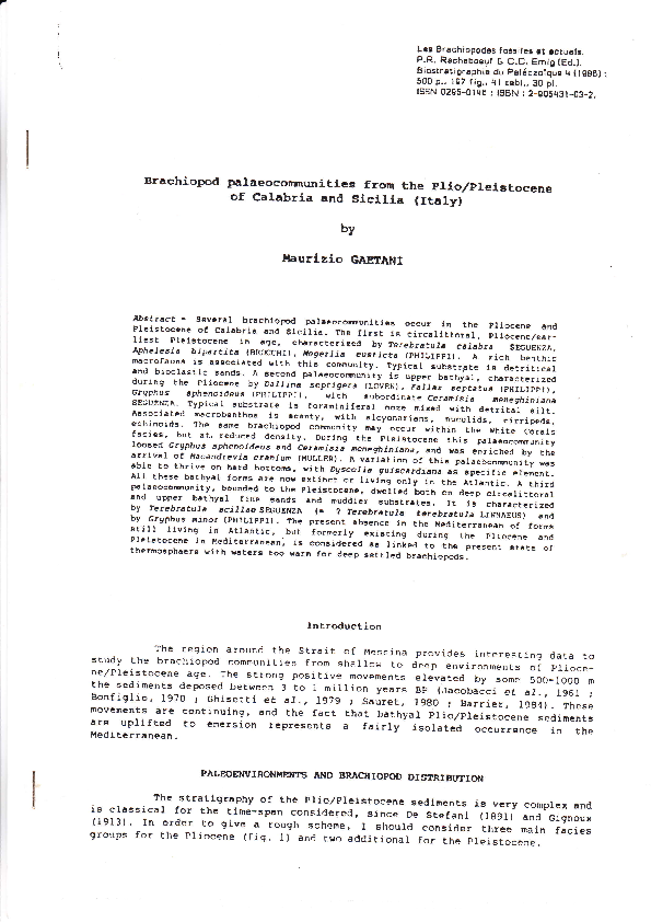 Pdf Brachiopod Palaeocomminotoes From Plio Pleisticene Of Calabria And Sicilia Italy Maurizio Gaetani Academia Edu