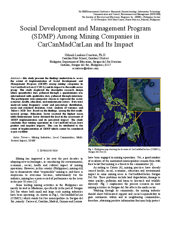 Social Development and Management Program (SDMP) Among Mining Companies ...