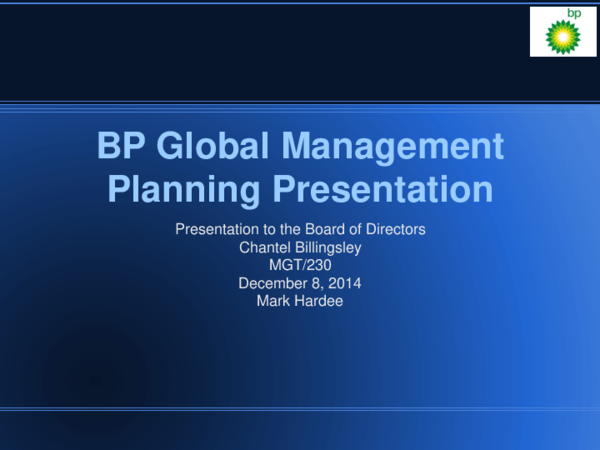 (PPT) BP Management Planning Presentation