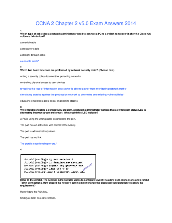 Cisco Ccna Chapter 2 Exam Answers