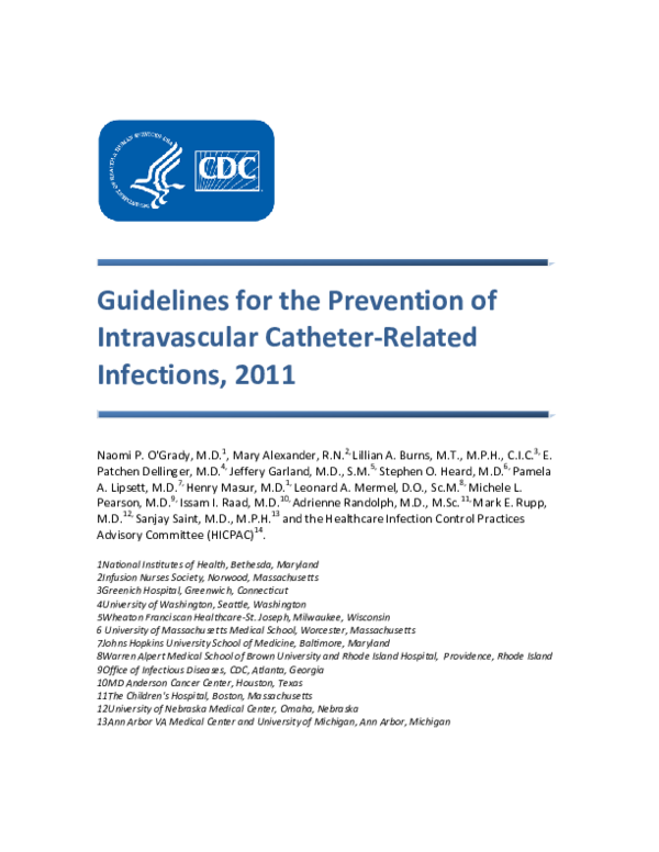 (PDF) Guidelines for the Prevention of Intravascular CatheterRelated