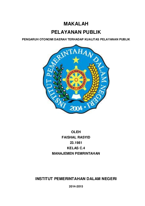 (DOC) MAKALAH PELAYANAN PUBLIK PENGARUH OTONOMI DAERAH
