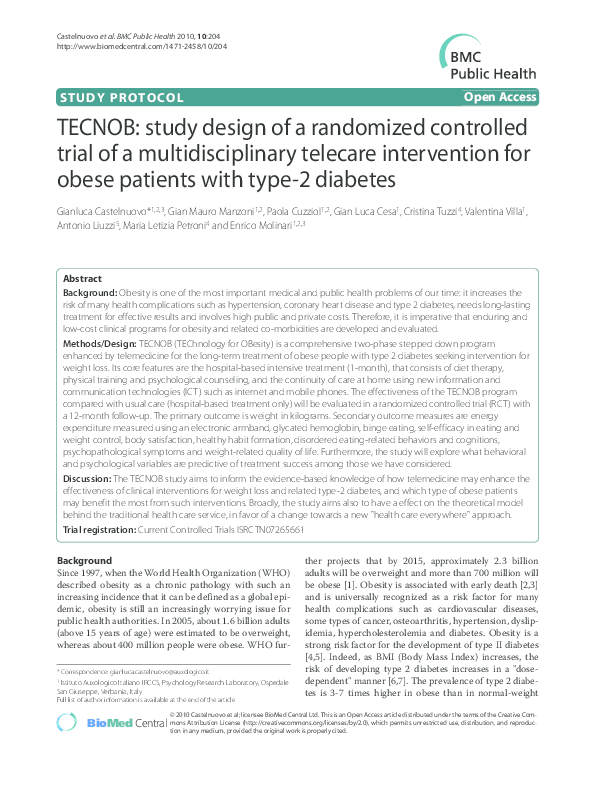 (PDF) TECNOB: study design of a randomized controlled trial of a ...
