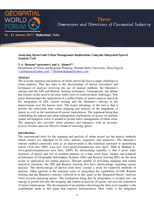 (PDF) Analyzing sprawl and urban management implications using the ...