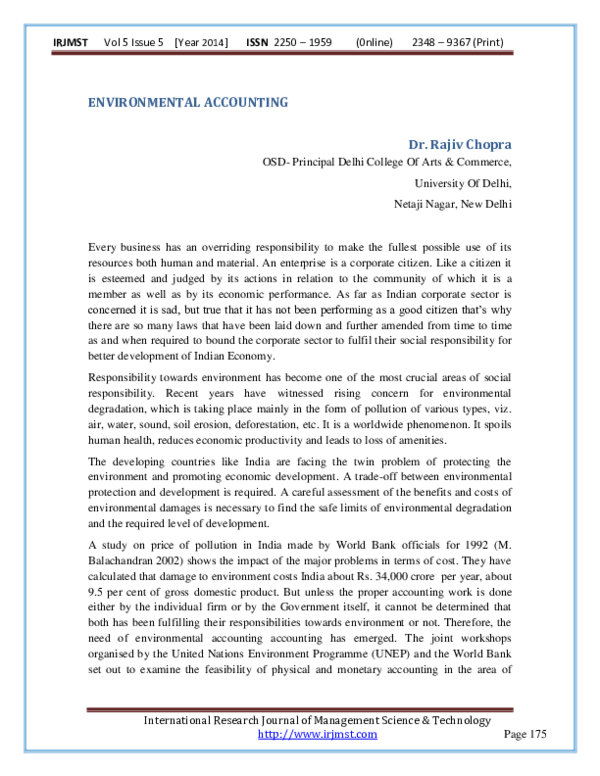 Pdf Environmental Accounting