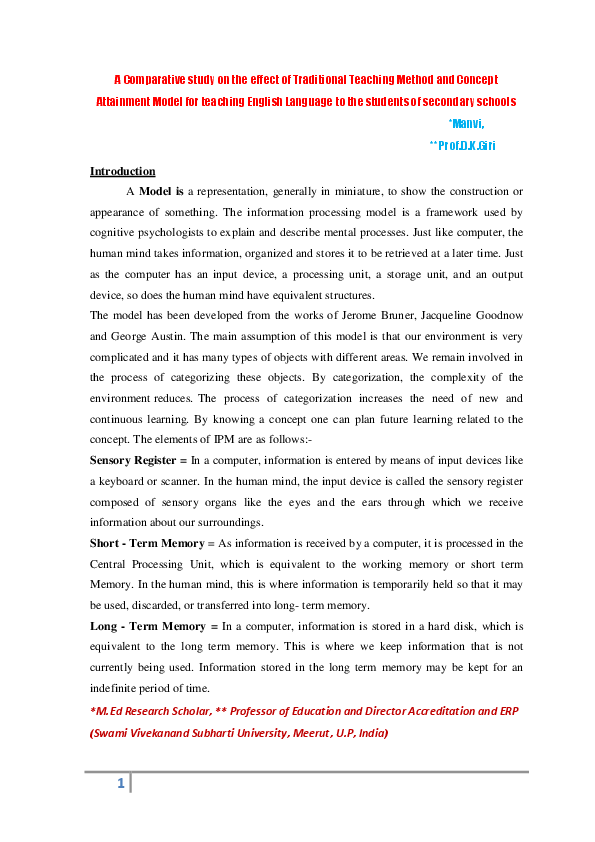 (PDF) A Comparative study on the effect of Traditional Teaching Method ...