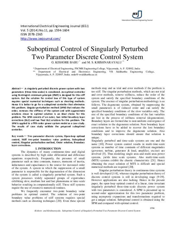 (PDF) Suboptimal Control of Singularly Perturbed Two Parameter Discrete ...