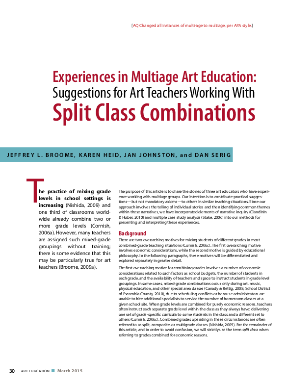 (PDF) Experiences in Multiage Art Education: Suggestions for Art ...