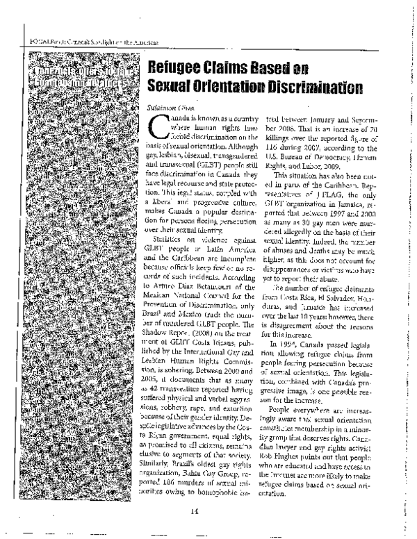 (PDF) Refugee Claims Based on Sexual Orientation Discrimination
