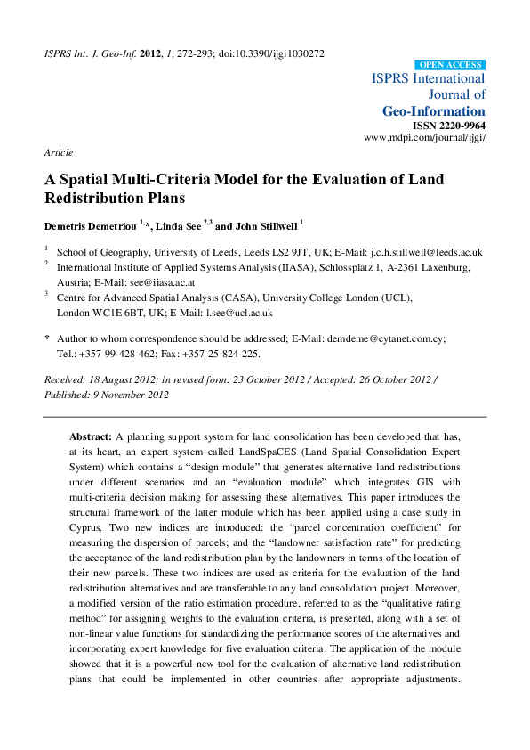 (PDF) A Spatial Multi-Criteria Model for the Evaluation of Land ...