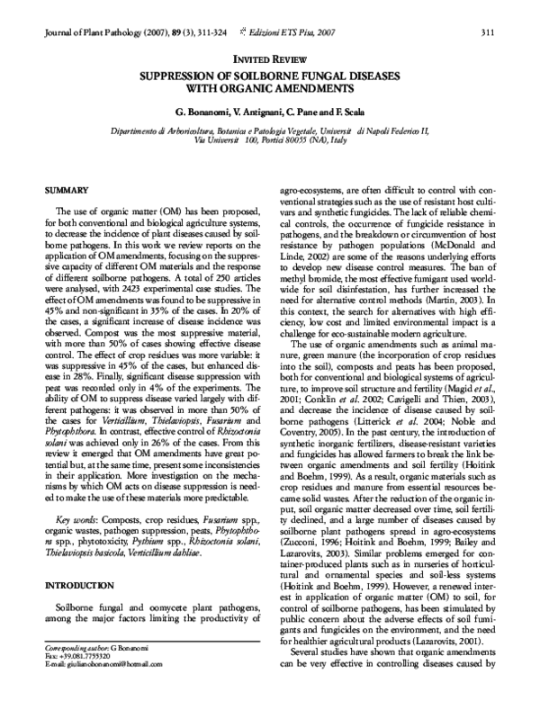 (PDF) SUPPRESSION OF SOILBORNE FUNGAL DISEASES WITH ORGANIC AMENDMENTS