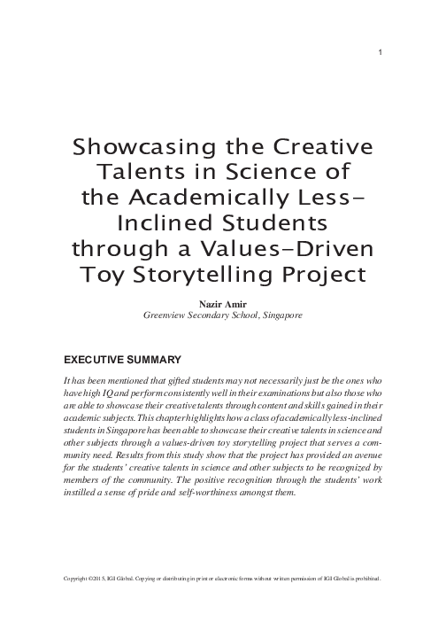 (PDF) Showcasing the creative talents in science of the academically ...