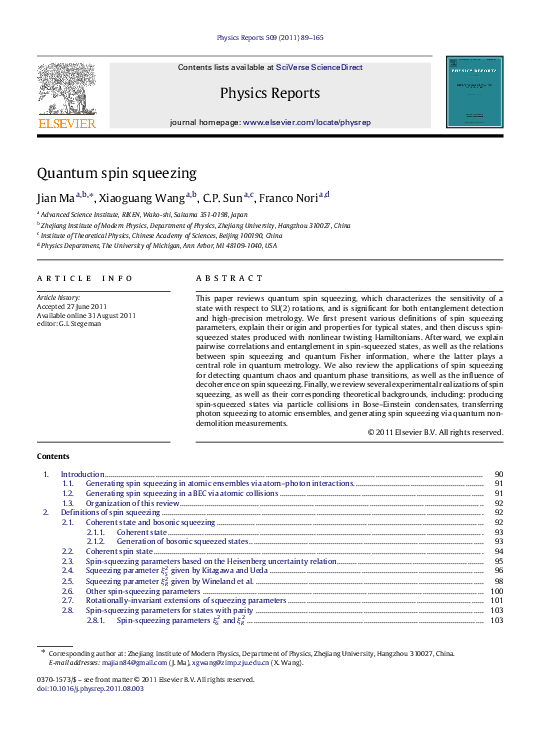 (PDF) Quantum spin squeezing
