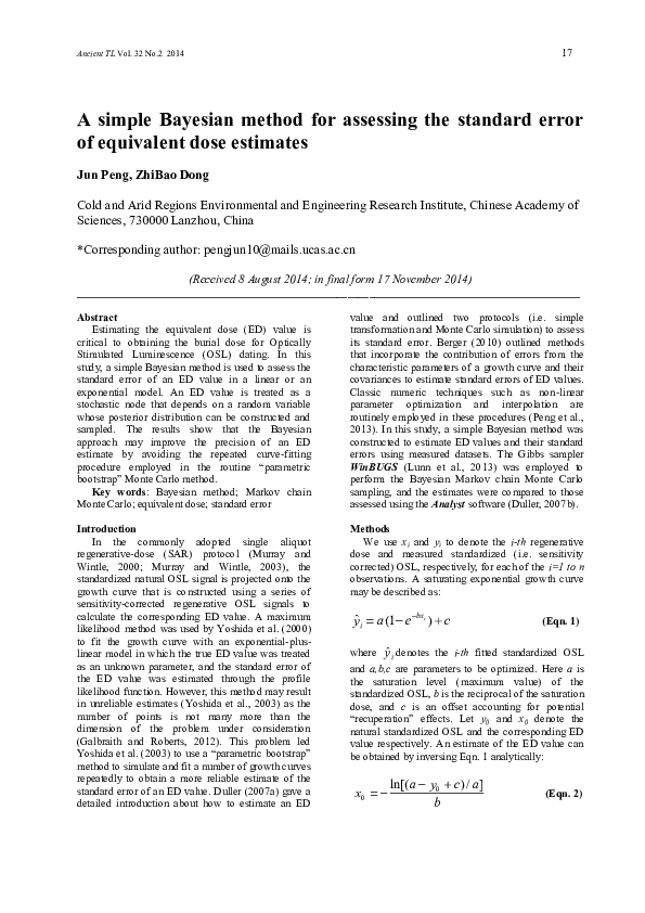 (PDF) A simple Bayesian method for assessing the standard error of ...