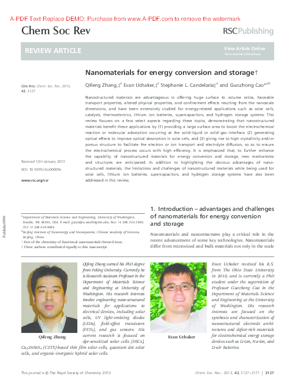 (PDF) Nanomaterials for energy conversion and storage