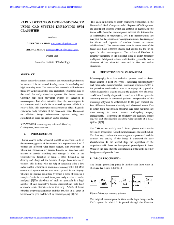 (PDF) IAETSD-EARLY DETECTION OF BREAST CANCER USING CAD SYSTEM ...